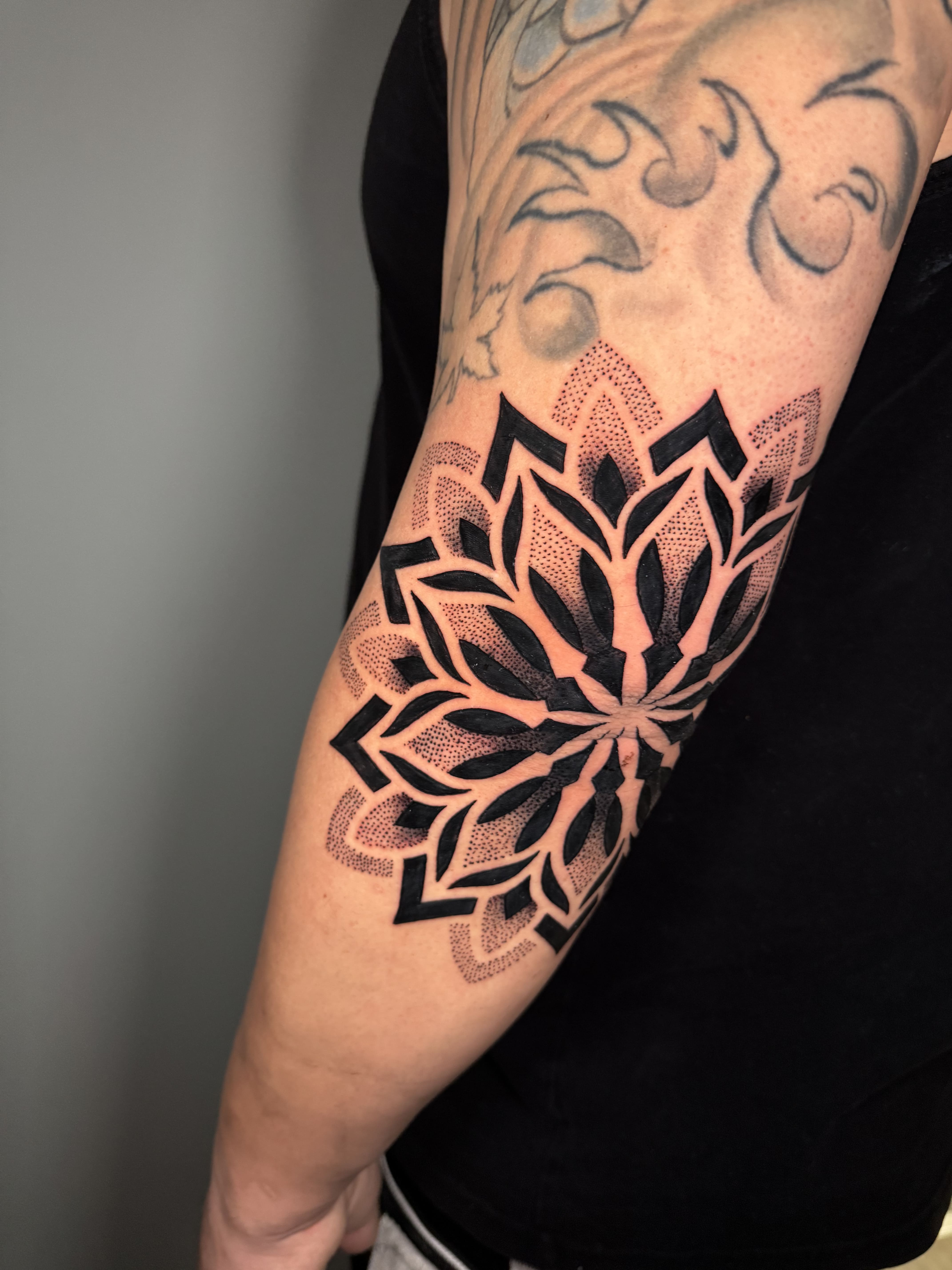 Blackwork Mandala Elbow Piece