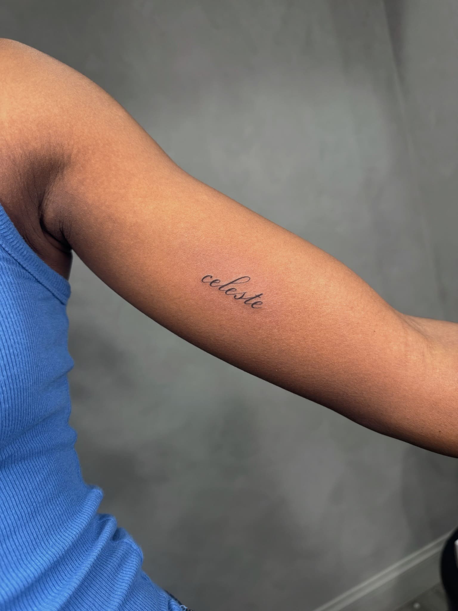 Fine Line Script Name Tattoo