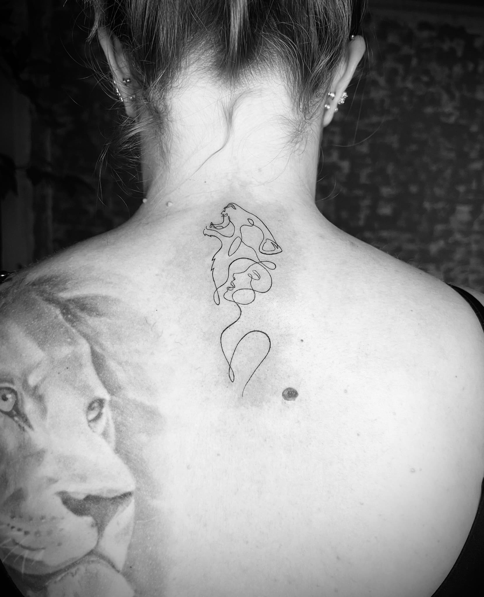 Fine Line Abstract Animal Line Tattoo