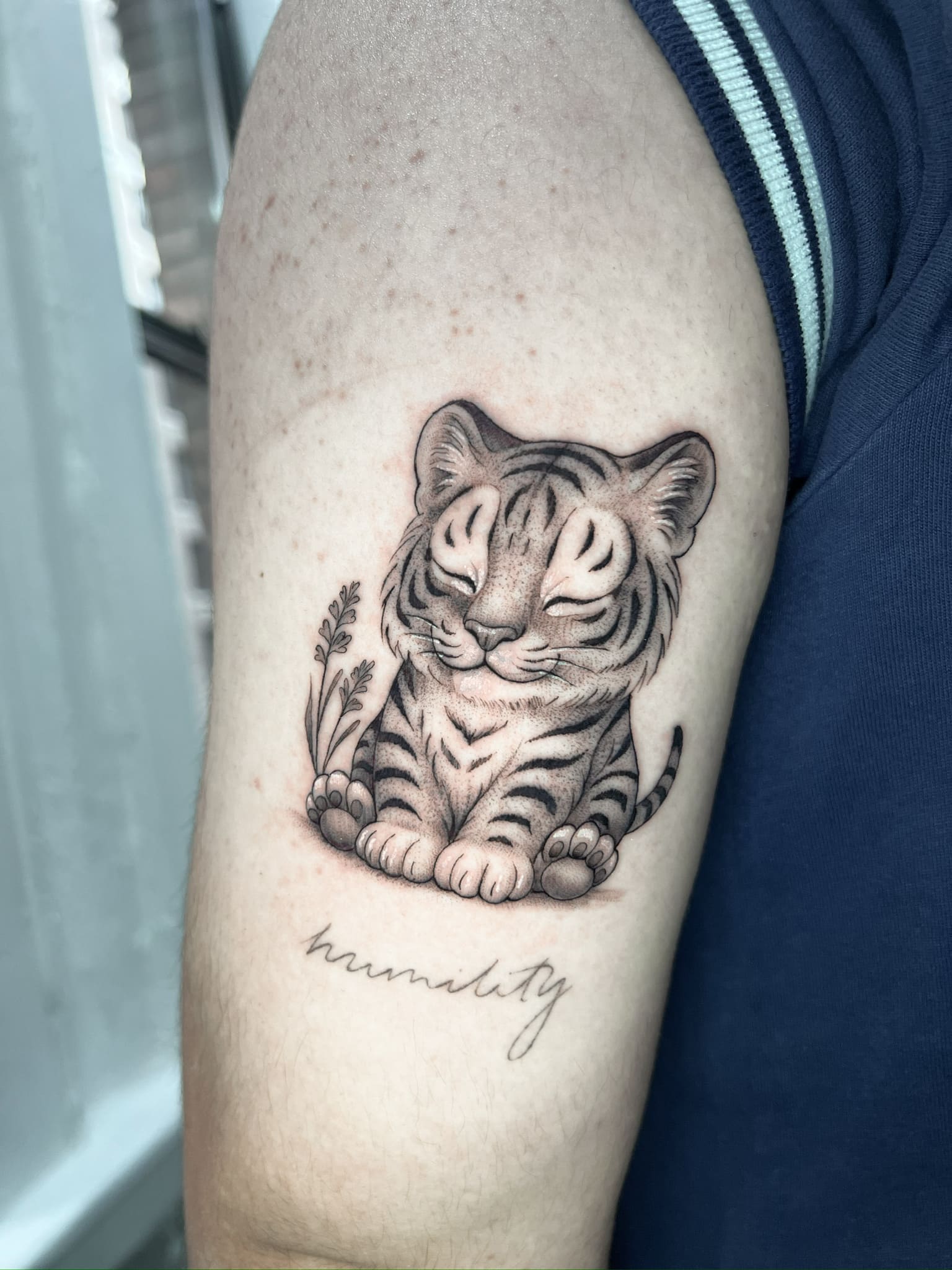 Fine Line Realistic Baby Tiger Tattoo