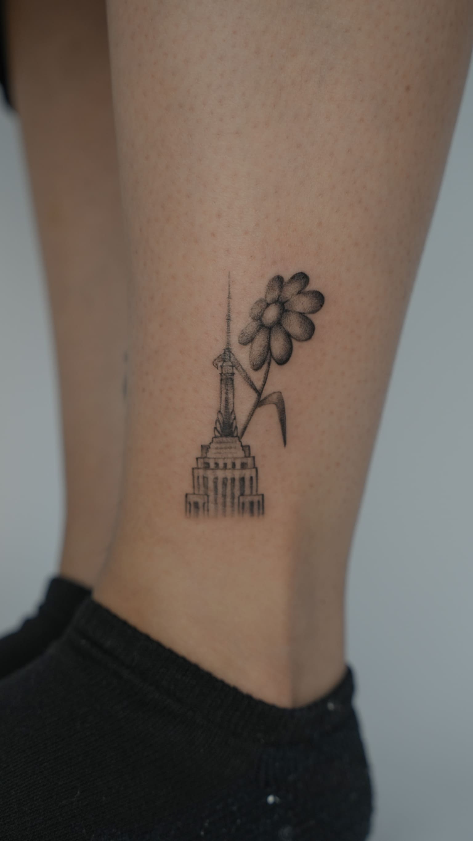 Floral Empire Fine Line Tattoo