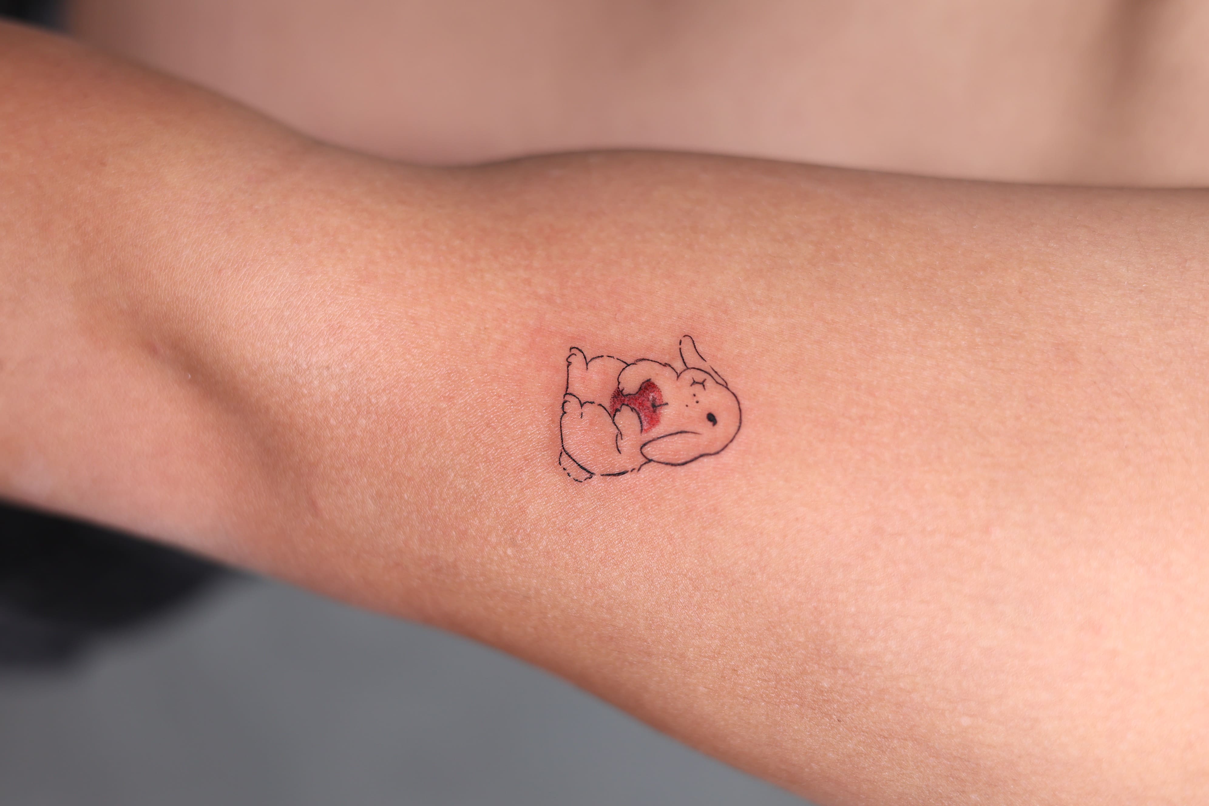Cute Bunny with Heart Micro Tattoo