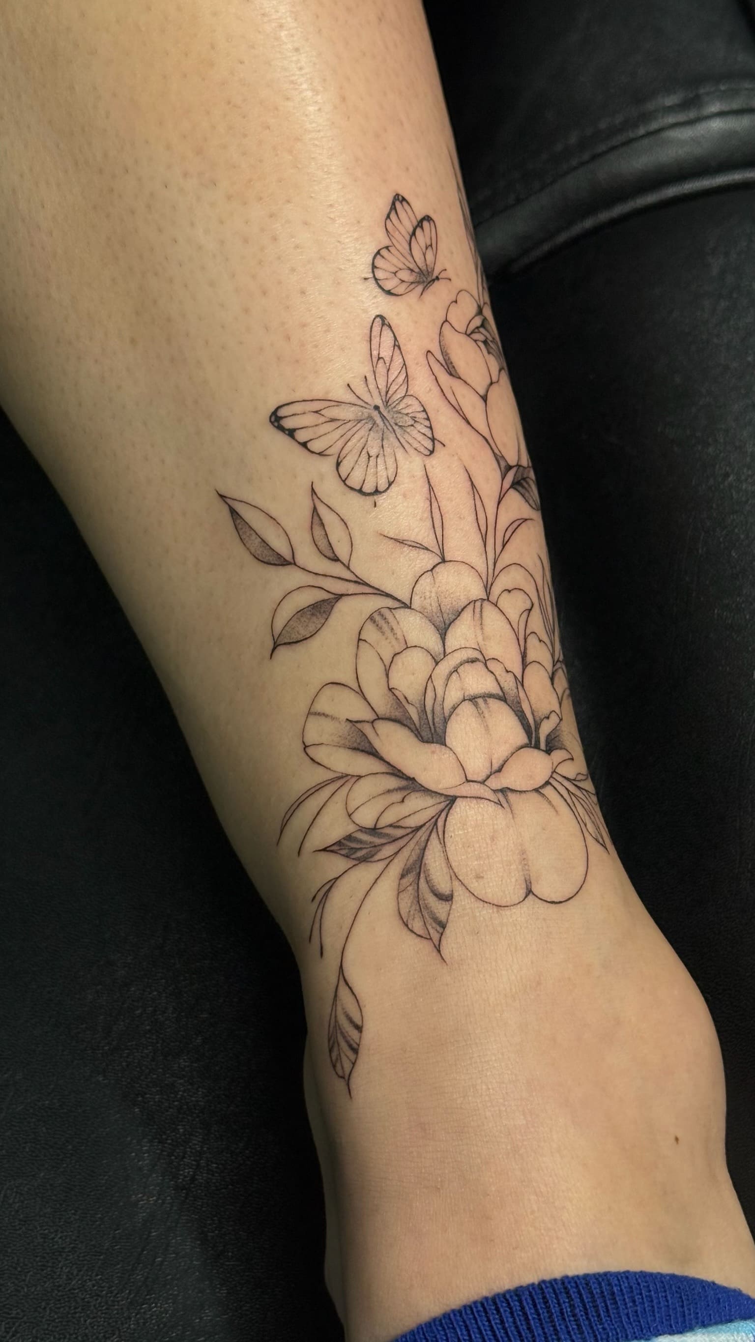 Peony & Butterfly Grace Tattoo