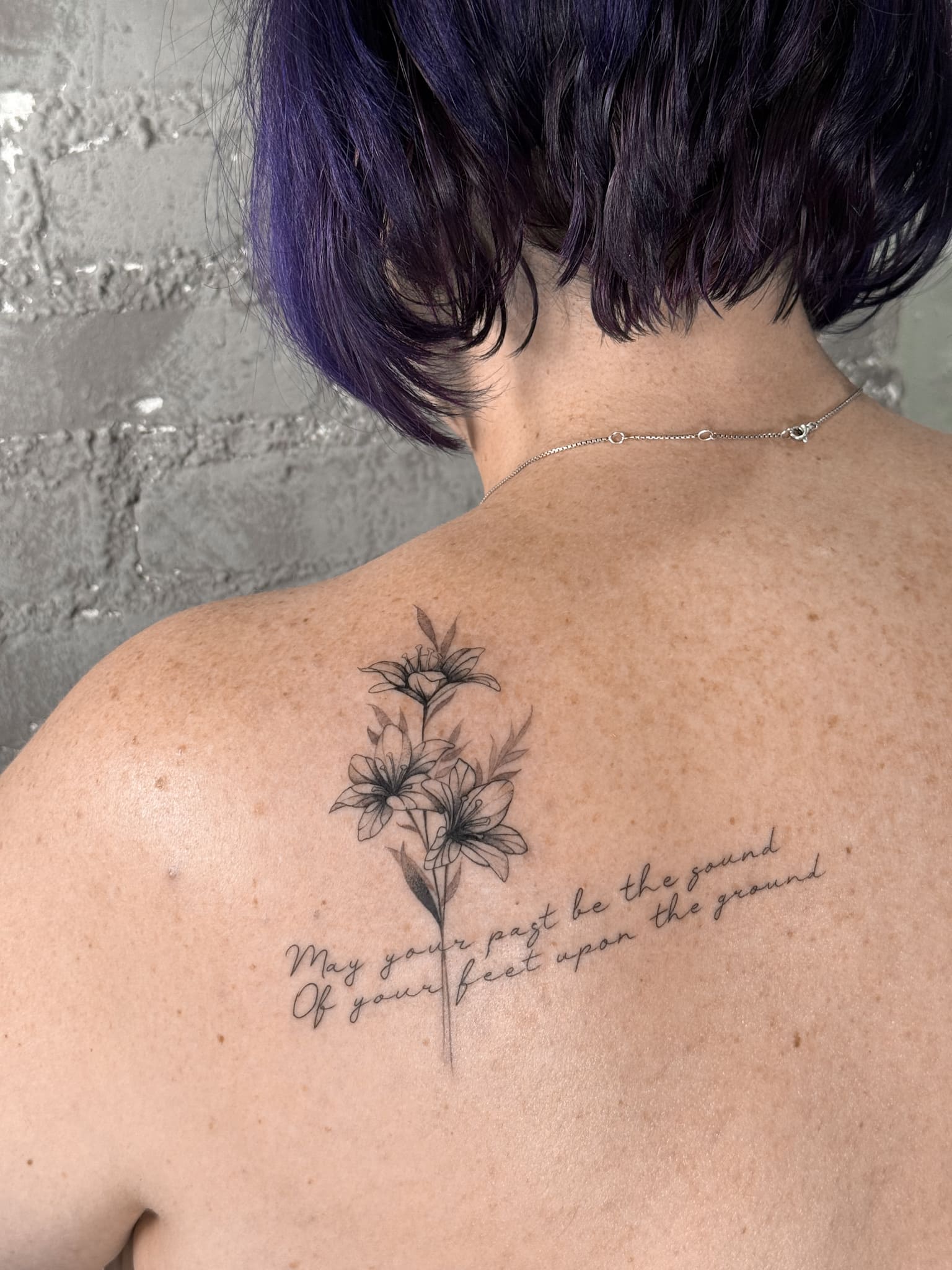 Floral Quote Back Tattoo