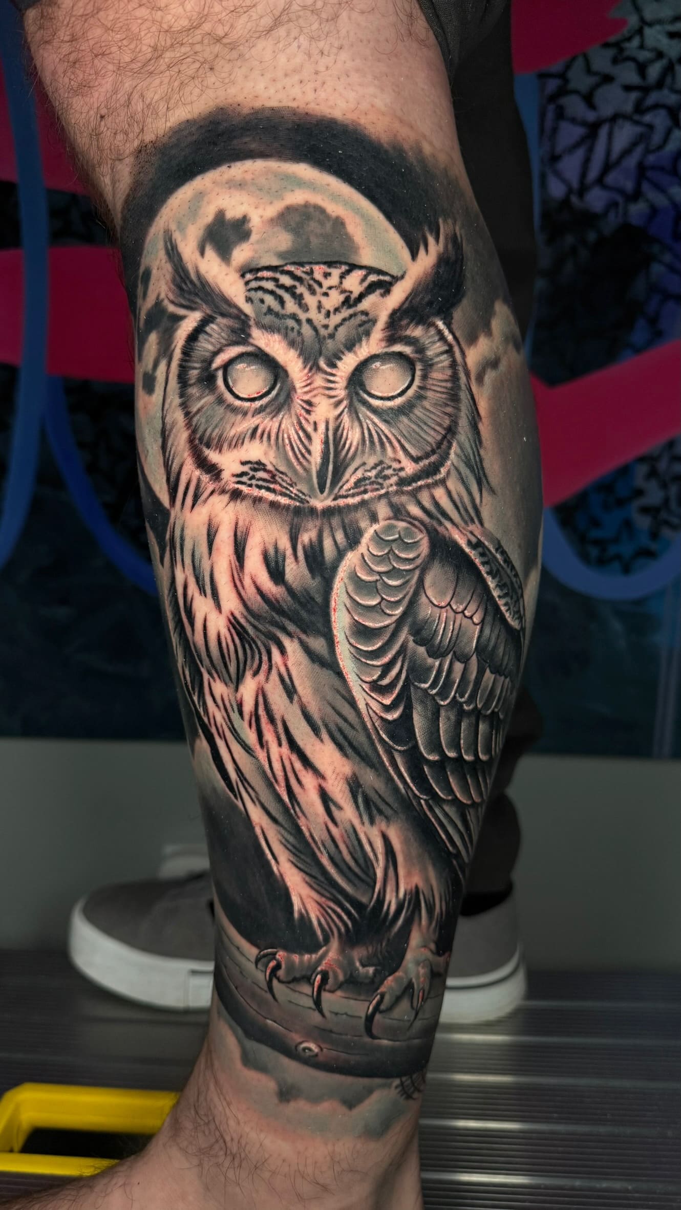 Moonlit Owl Realism Tattoo