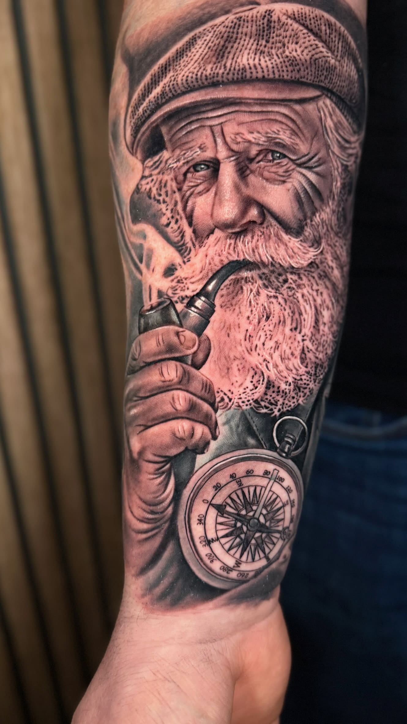 Old Sailor Portrait with Compass