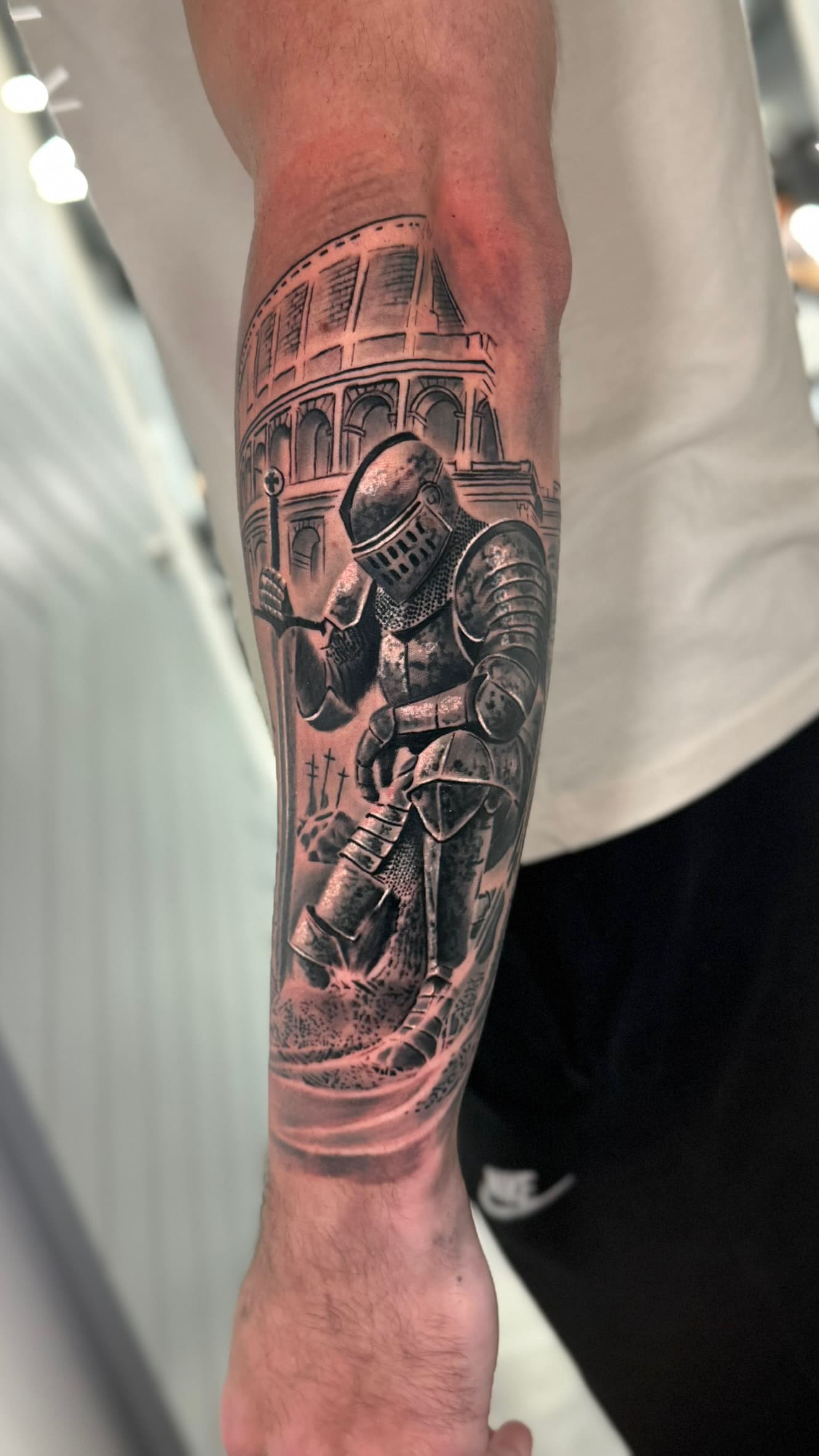 Medieval Knight & Colosseum Tattoo