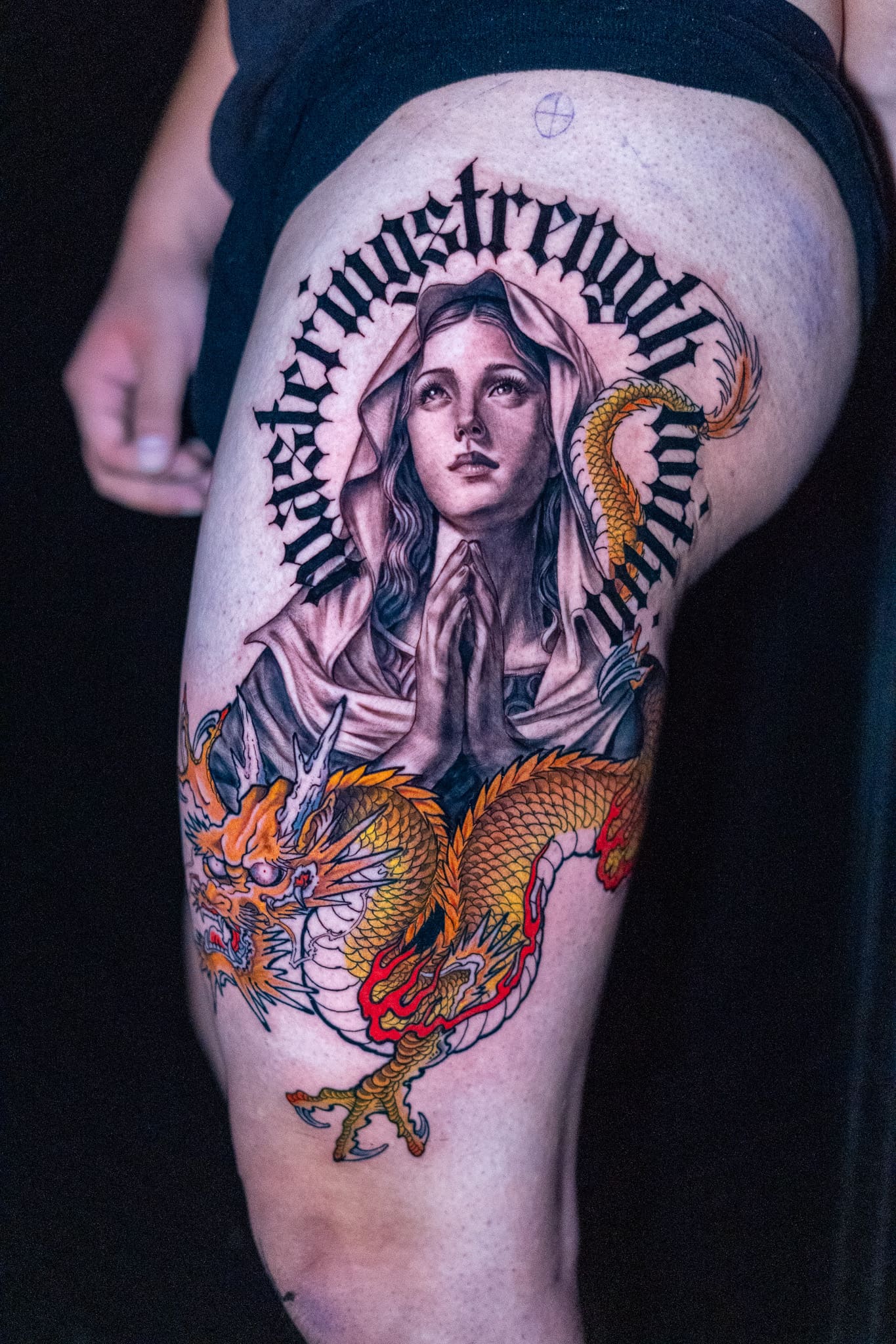 Madonna & Dragon Color Tattoo