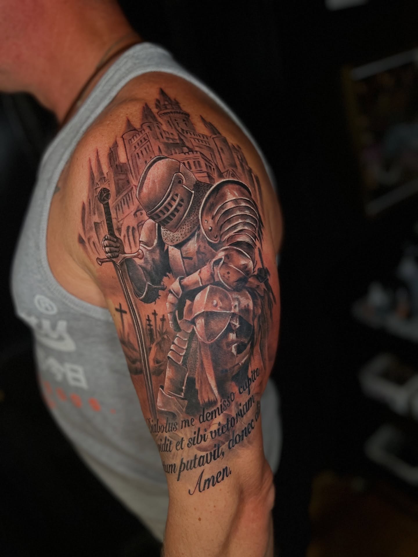 Medieval Knight with Castle and Sword